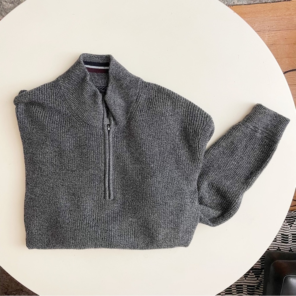 Ted Baker London Lohas Half Zip Pullover Sweater Gray Size 5 US Men’s Size XL